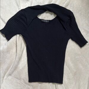 SHEIN Black Ribbed Fitted Bodysuit